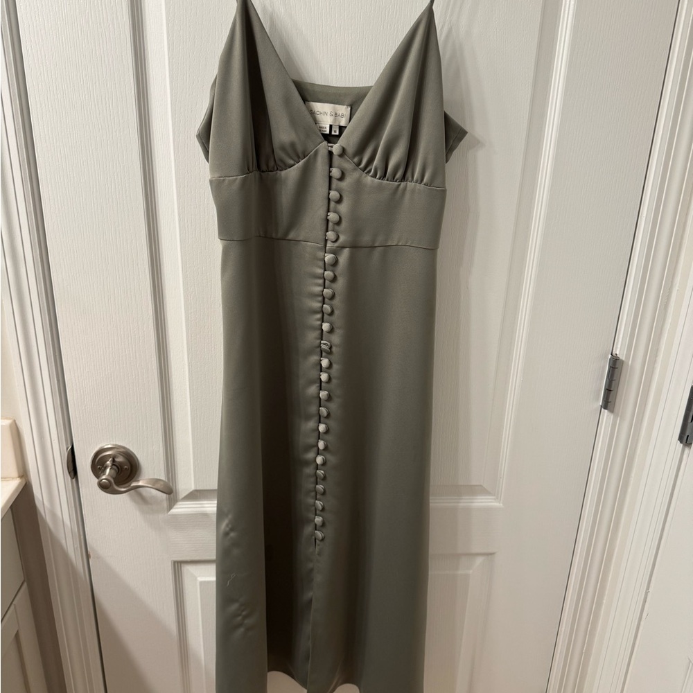 Anthropologie Bridesmaid - Olive Green Button-Down Dress